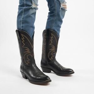 BOULET BLACK LEATHER COWBOY BOOTS WITH EMBROIDERY MEN SIZE 9